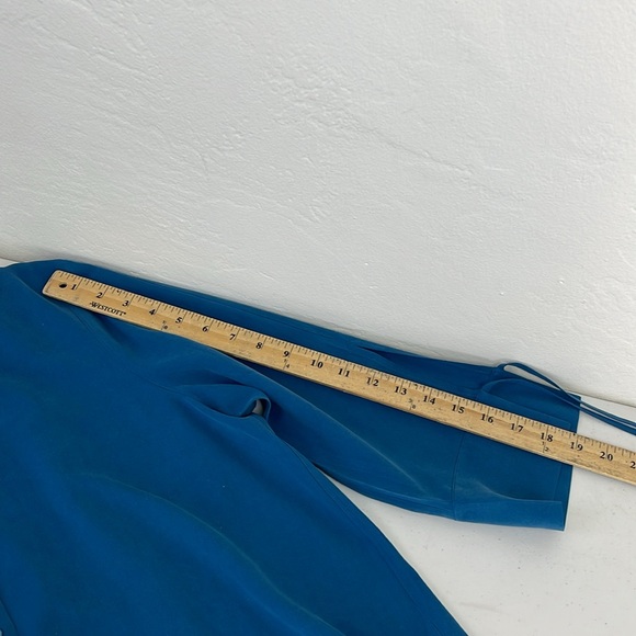 Eileen Fisher Petites Silk Tie-Sleeve Top blue PL - Picture 9 of 12